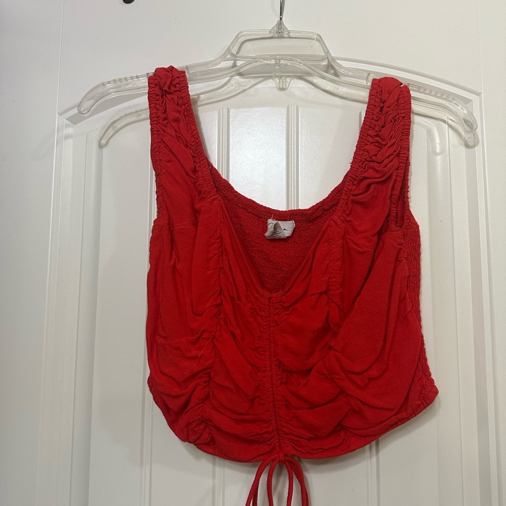 Red Ruched Sleeveless Top
